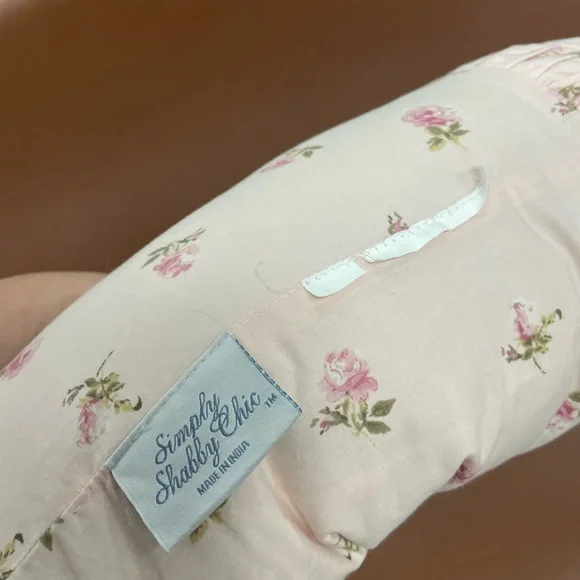 Shabby Chic Pink Floral Bolster Pillow - Picture 4 of 7